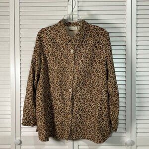 Studio Works Vintage Brown Leopard Print Long Sleeve Shirt 1X
